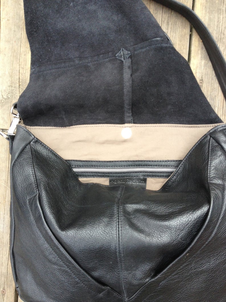 Messenger with Raw Edge Flap