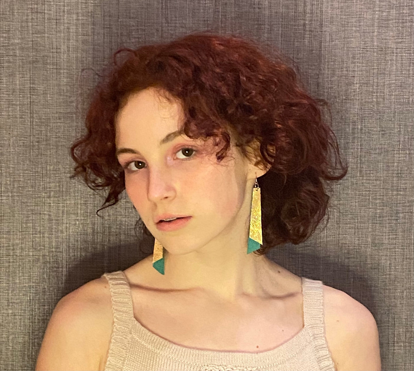 Two Toned Leather Drop Earrings