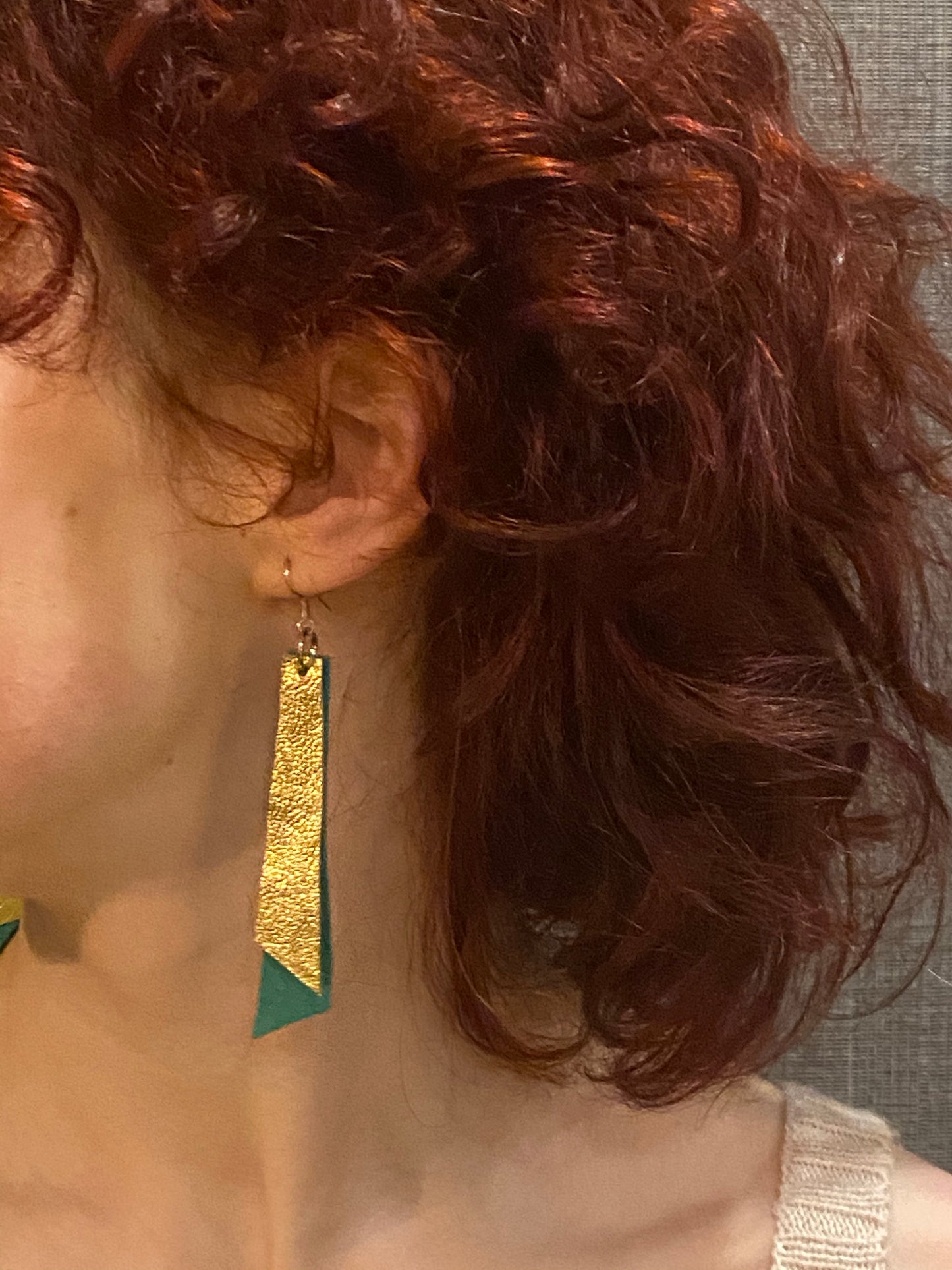 Two Toned Leather Drop Earrings