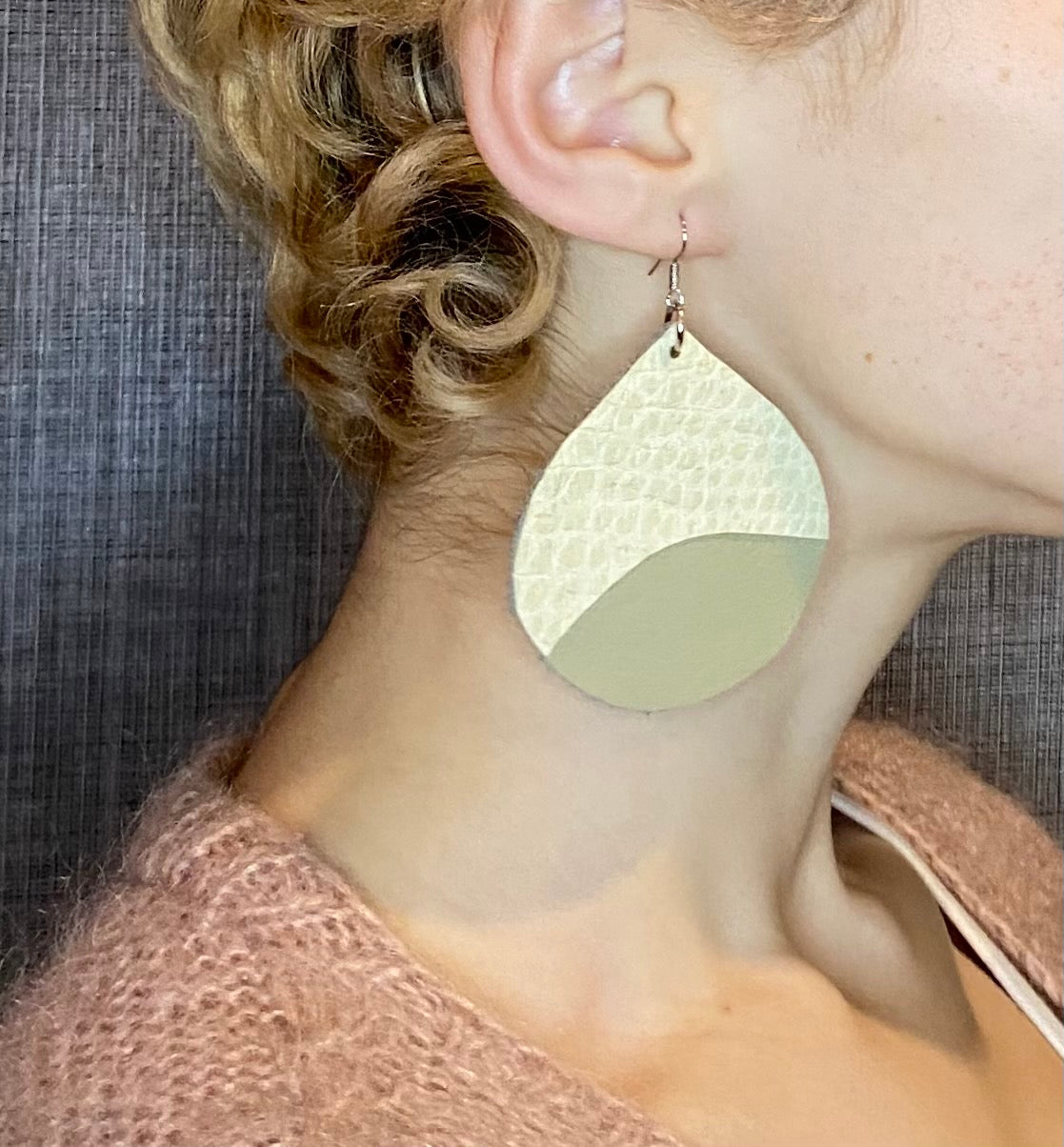 Large Tear Drop Leather Earrings