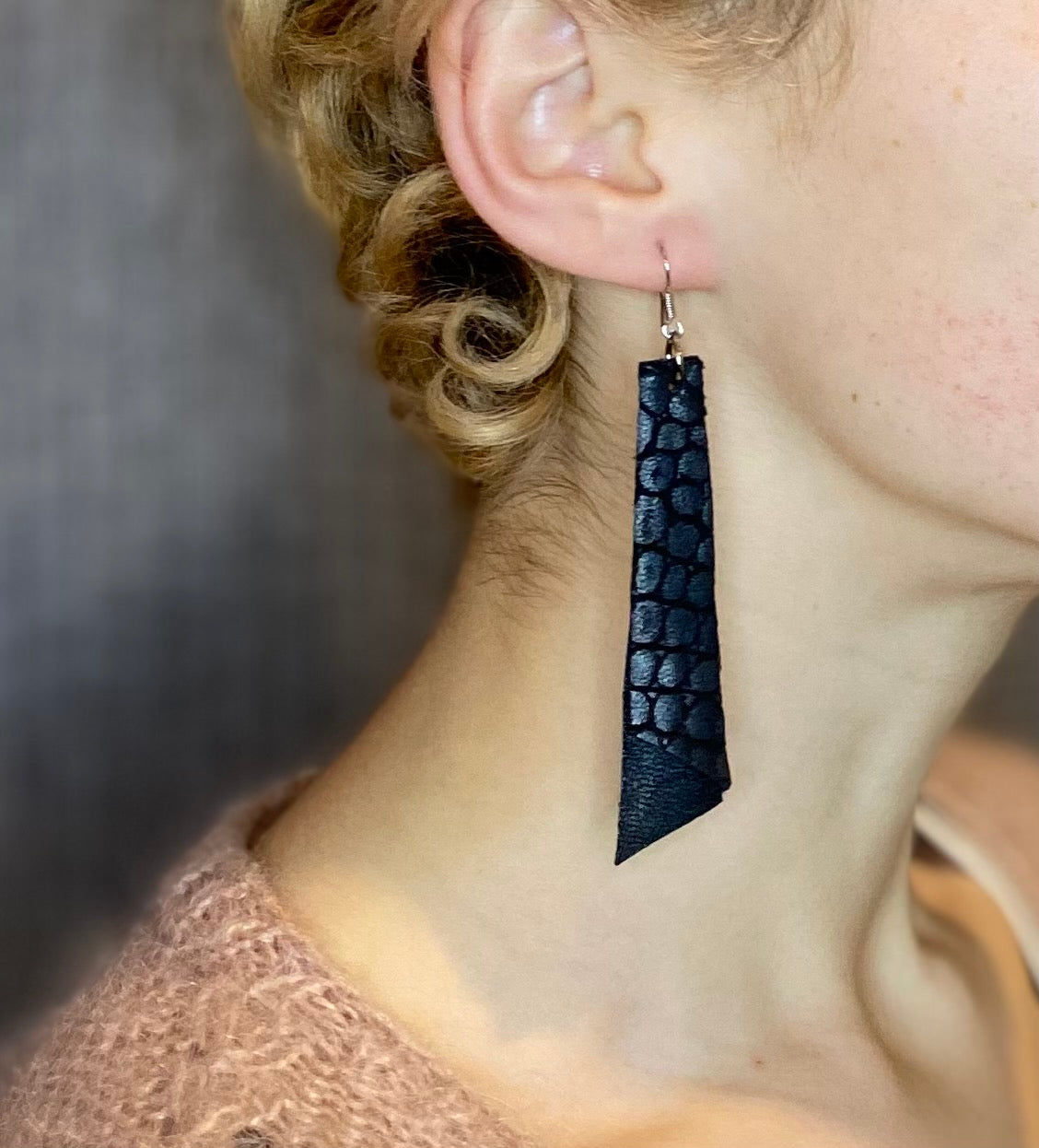 Two Toned Leather Drop Earrings