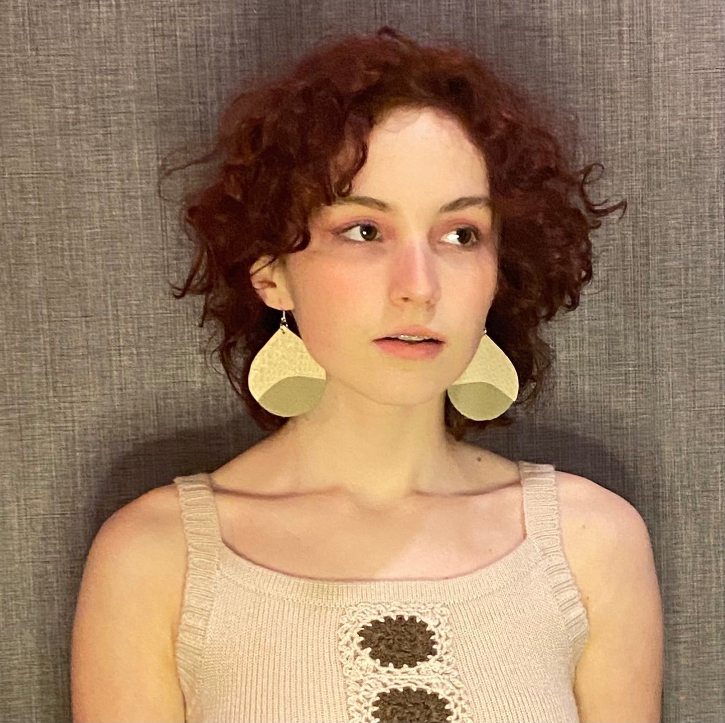 Large Tear Drop Leather Earrings