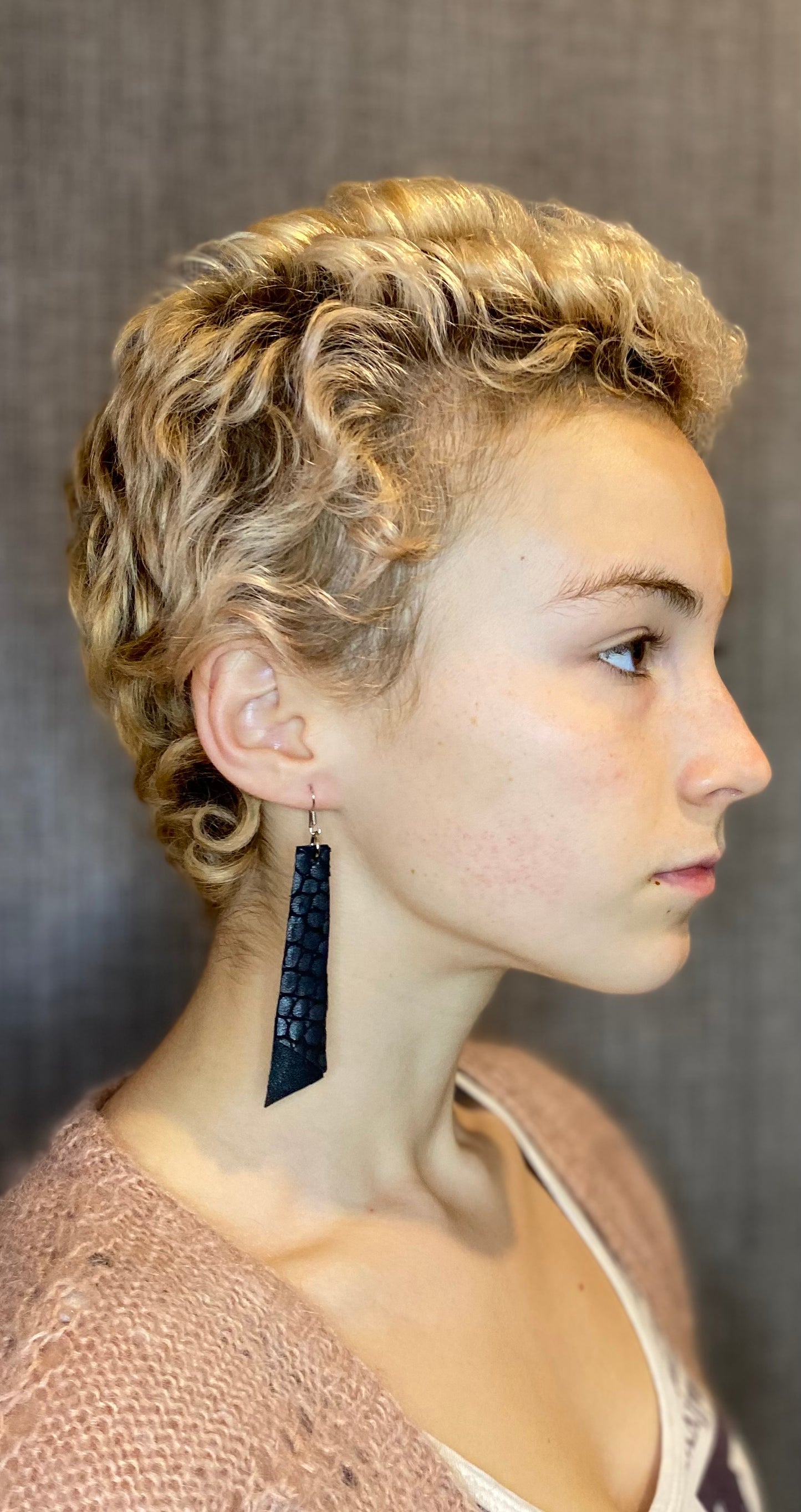 Two Toned Leather Drop Earrings