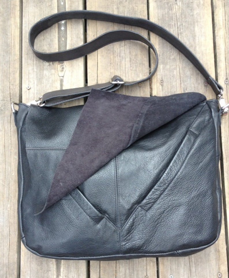 Messenger with Raw Edge Flap